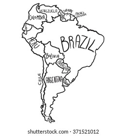 Cartoon map of South America