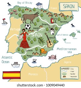 Cartoon map of Spain