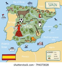 Cartoon map of Spain