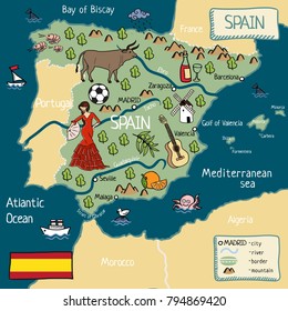 Cartoon map of Spain
