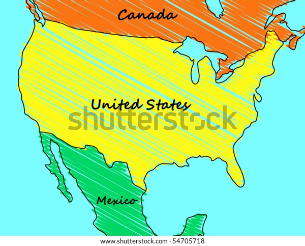 Cartoon Map United States Stock Vector (Royalty Free) 54705718