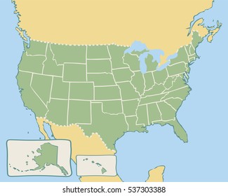 Cartoon map of USA