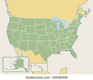 Cartoon map of USA