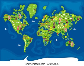 Cartoon Map Of The World