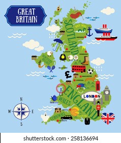 Cartoon Maps of Britain for child