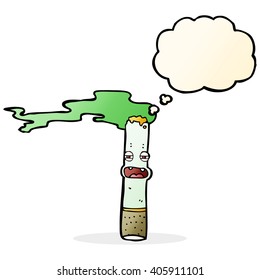 Cartoon marihuana Charakter mit Gedankenblase