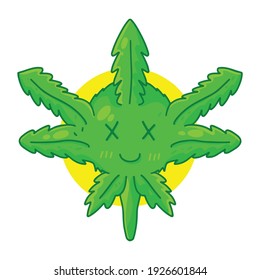 cartoon marijuana drunk vector illustration