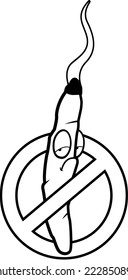 A cartoon marijuana joint in a not allowed symbol.