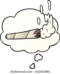cartoon marijuana joint with thought bubble in smooth gradient style