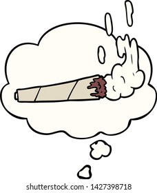 cartoon marijuana joint with thought bubble