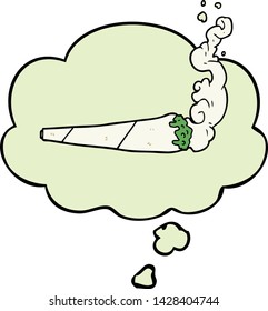 cartoon marijuana joint with thought bubble