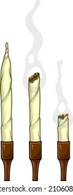 Cartoon Marijuana Joints Or Cigarettes. Vector Hand Drawn Illustration Isolated On Transparent Background