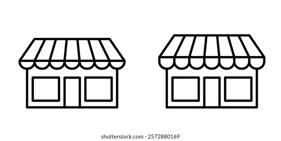 Cartoon Market shop or shop store icon. store building, commercial market place for kiosk, supermarket, store, fast food. Street marketplace. Business shopping hall or shoppingmall with awning. 