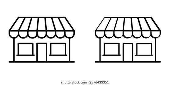 Cartoon Market shop or shop store icon. store building, commercial market place for kiosk, supermarket, store, fast food. Street marketplace. Business shopping hall or shoppingmall with awning. 