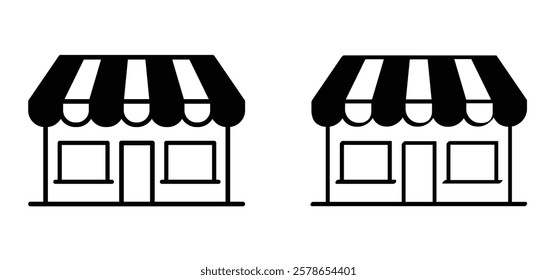 Cartoon Market shop or shop store icon. store building, commercial market place for kiosk, supermarket, store, fast food. Street marketplace. Business shopping hall or shoppingmall with awning. 