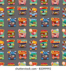 Cartoon Market Store Car Seamless Pattern