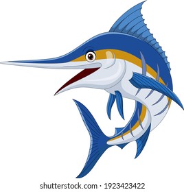 Cartoon marlin fish isolated on a white background