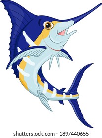 Cartoon marlin fish on white background