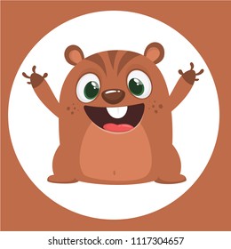 Cartoon marmot or chipmunk. Vector illustration. Groundhog day