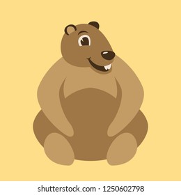 cartoon marmot ,vector illustration ,flat style,  front view