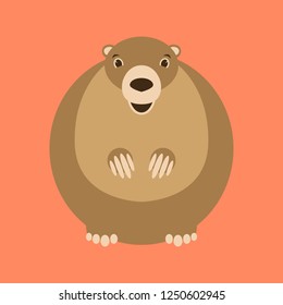 cartoon marmot ,vector illustration ,flat style,  front view