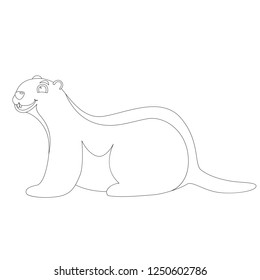 cartoon marmot ,vector illustration , lining draw , profile view
