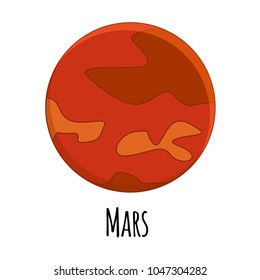  cartoon Mars planet. Vector illustration isolated on white background.