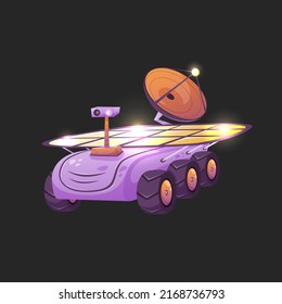 Cartoon Mars Rover. Isolated On A Dark Background.