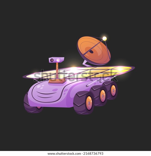 Cartoon Mars\
Rover. Isolated on a dark\
background.