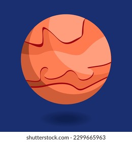 Cartoon of Mars, solar system planets. Astronomy galaxy illustration vector.