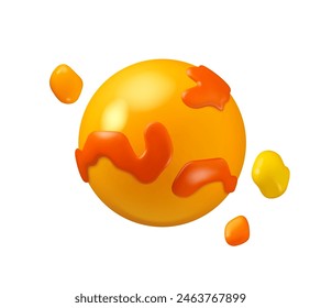 Cartoon Mars vector 3d icon. Planet in space with asteroids isolated on white background. Simple children toy illustration, plastic shining style