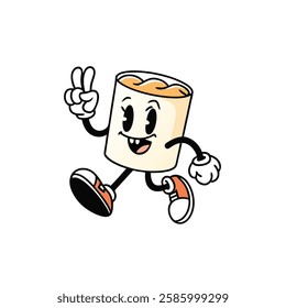 Cartoon Marshmallow Character with Playful Gesture and Sneakers