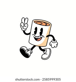 Cartoon Marshmallow Character with Playful Gesture and Sneakers