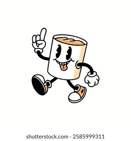 Cartoon Marshmallow Character with Playful Gesture and Sneakers