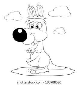 Cartoon of marsupial, dental, wild kangaroo. Coloring book.