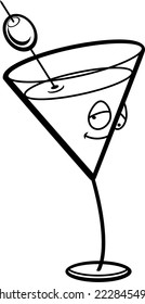 A cartoon martini with a drunk expression.