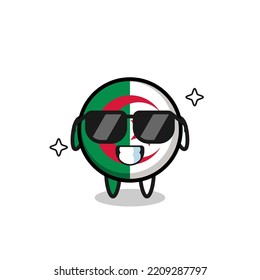 Cartoon mascot of algeria flag with cool gesture , cute design