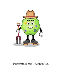 Cartoon mascot of amoeba farmer , character design
