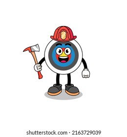 Cartoon mascot of archery target firefighter , character design