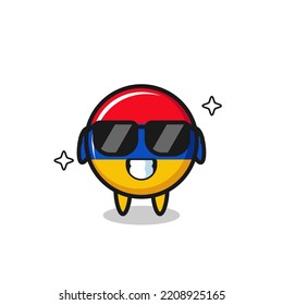 Cartoon mascot of armenia flag with cool gesture , cute design