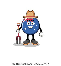 Cartoon mascot of australia flag farmer , character design