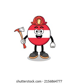 Cartoon mascot of austria flag firefighter , character design