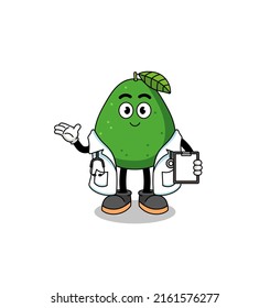 Cartoon mascot of avocado fruit doctor , character design
