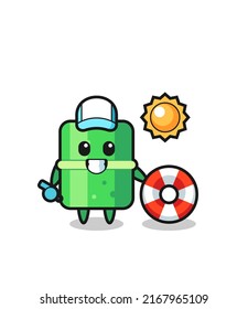 Cartoon mascot of bamboo as a beach guard , cute style design for t shirt, sticker, logo element