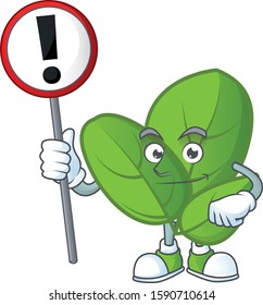 Cartoon mascot of basil bring sign in his hand