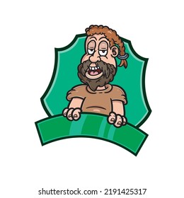 Cartoon Mascot of Bearded Boy Logo Emblem. Vector and Illustration.