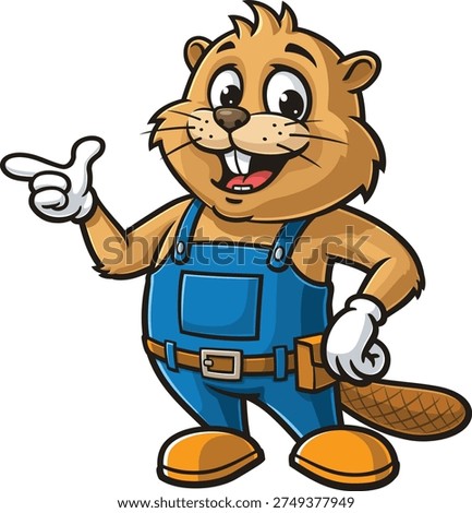 Cartoon mascot Beaver as a handyman or builder