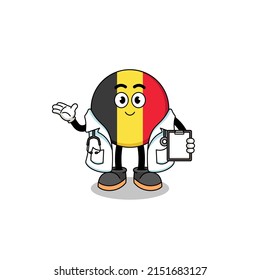 Cartoon mascot of belgium flag doctor