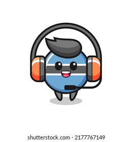 Cartoon mascot of botswana flag badge as a customer service , cute style design for t shirt, sticker, logo element
