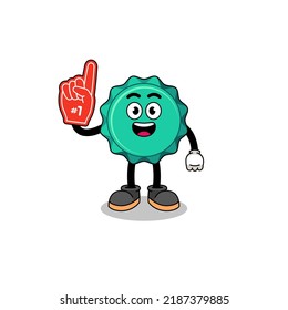 Cartoon mascot of bottle cap number 1 fans , character design